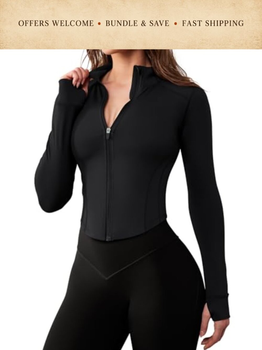 Cropped Zip Up Workout Jacket Women Slim Fit Running Yoga Athletic Gym Top